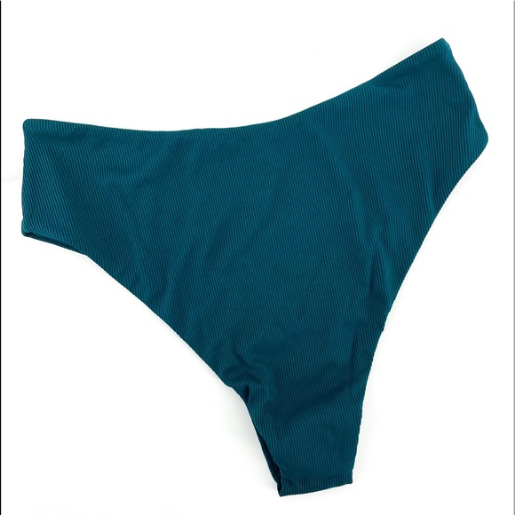 ZAFUL🌺 Square Ribbed Ruched Tankini Swimwear Greenish Blue👙XL - Picture 5 of 10